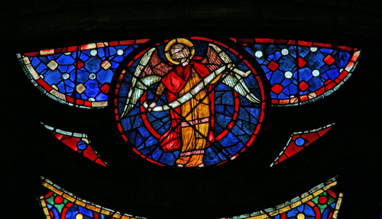 Ventana w115 que representa un ángel de French School