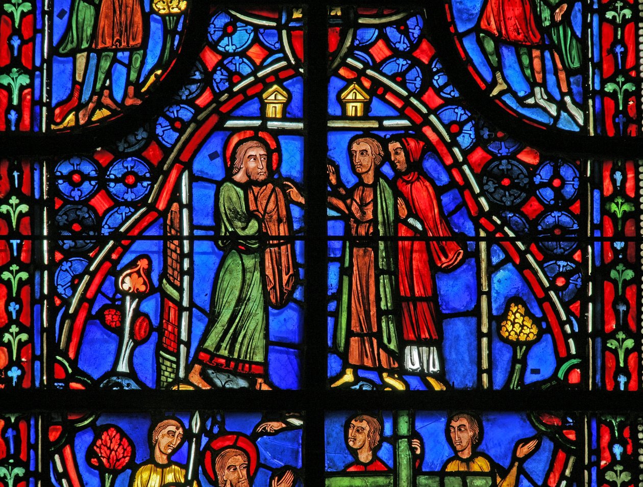 Ventana w11 que representa a San Andrés regalando su ropa de French School