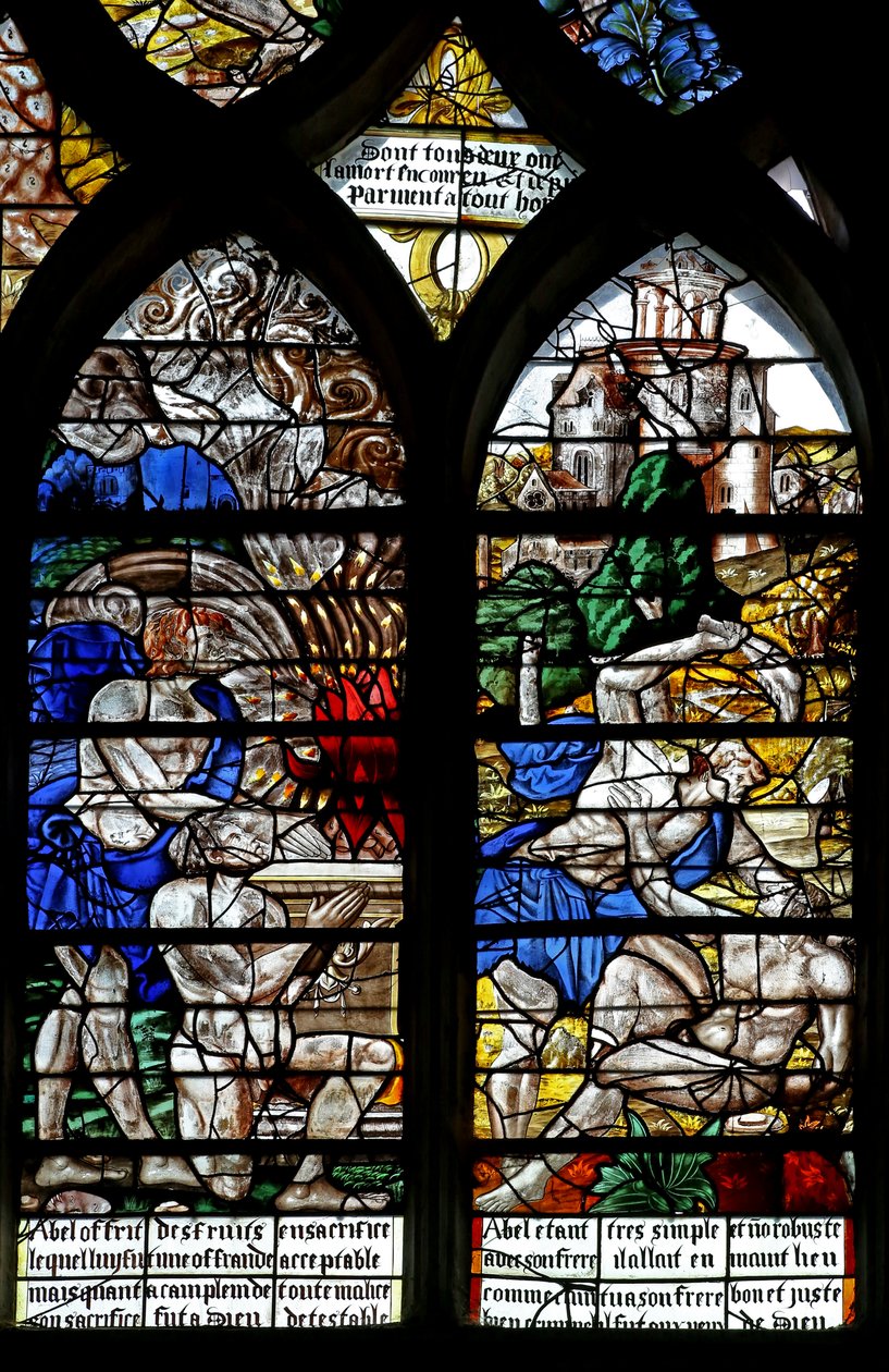Caín y Abel hacen sus ofrendas; Caín mata a Abel de French School