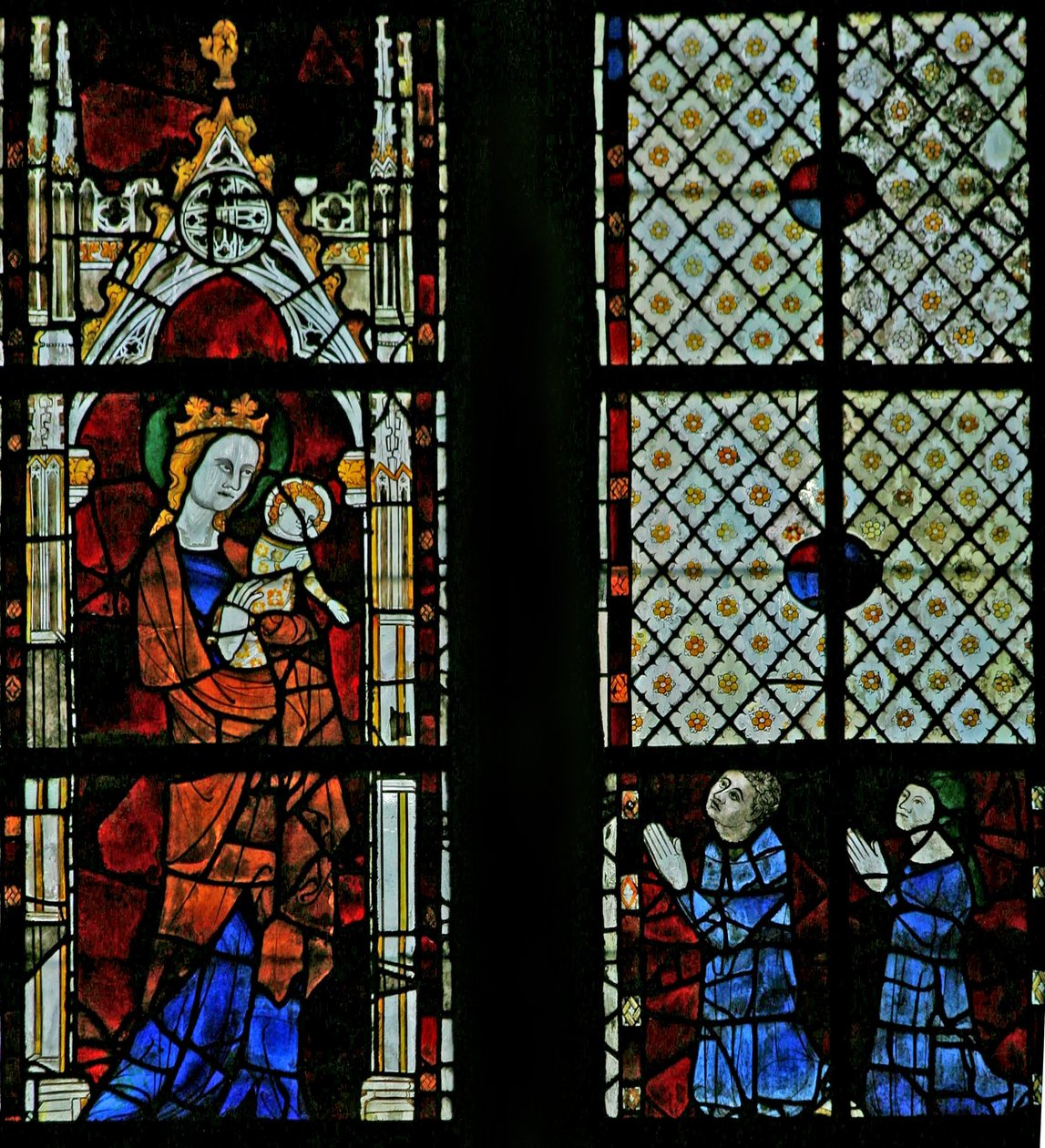 La Virgen María; dos donantes de French School