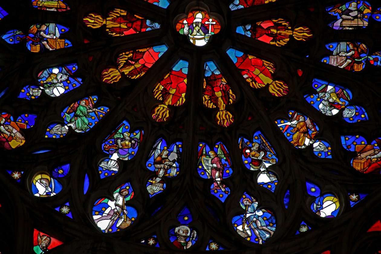 Ventana w135 con ángeles músicos de French School