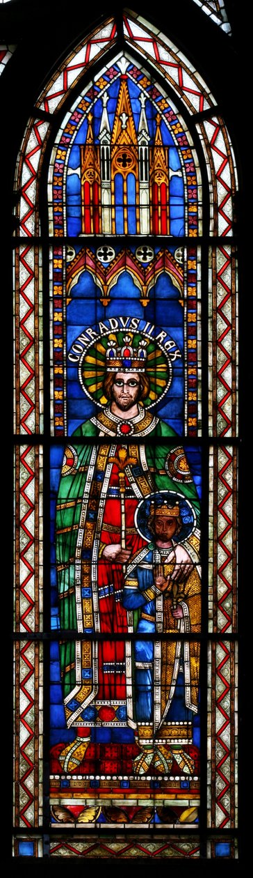 Ventana w13 que representa al emperador Conrad y su hijo de French School