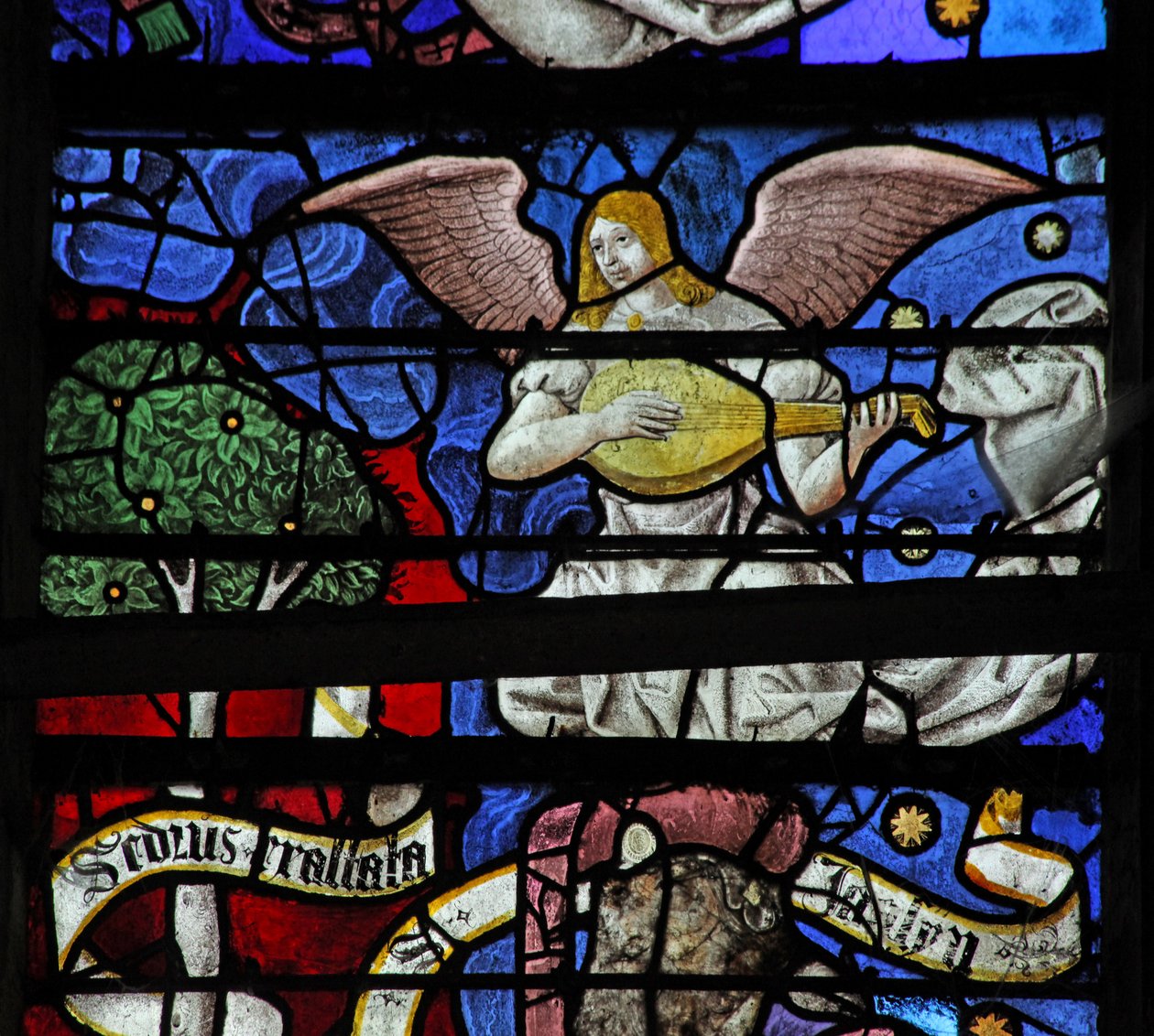 Ventana w13 un ángel músico de French School
