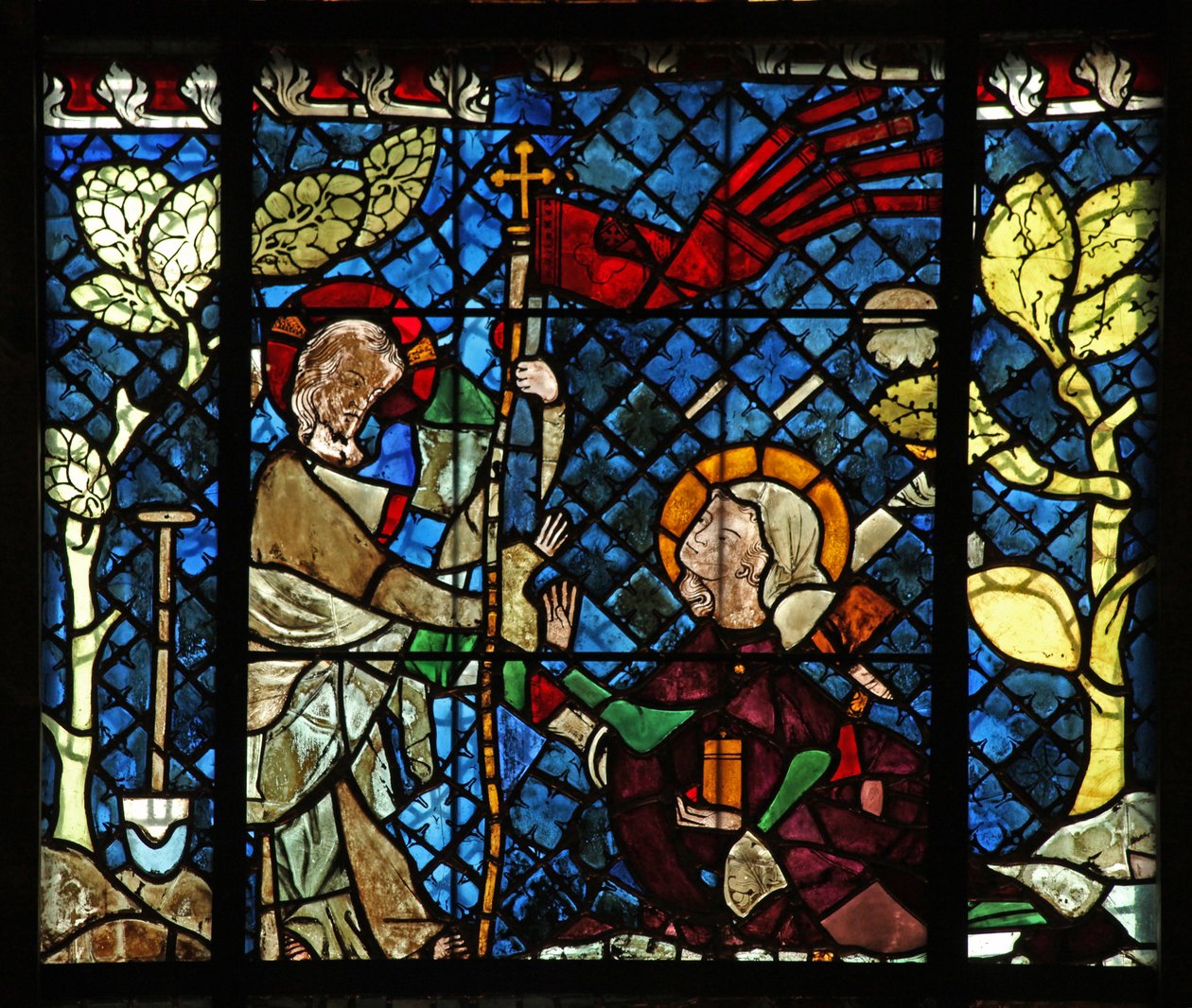 Ventana w14 que representa una escena de la Resurrección: Noli Me Tangere de French School