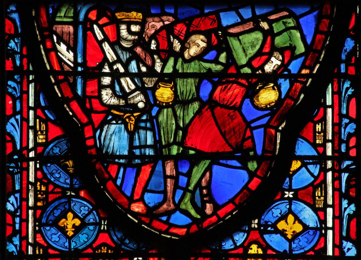 Ventana w15 Reliquias Sagradas: Creso trae reliquias de Jerusalén de French School