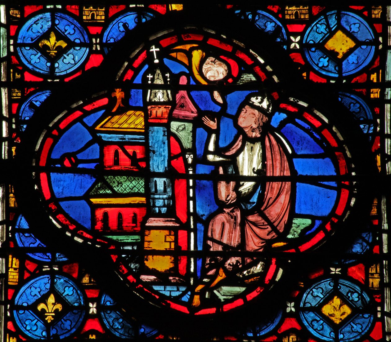 Ventana w15 Reliquias Sagradas: Guiriace aconsejado por un ángel (¿de una serie de Santa Elena?) de French School