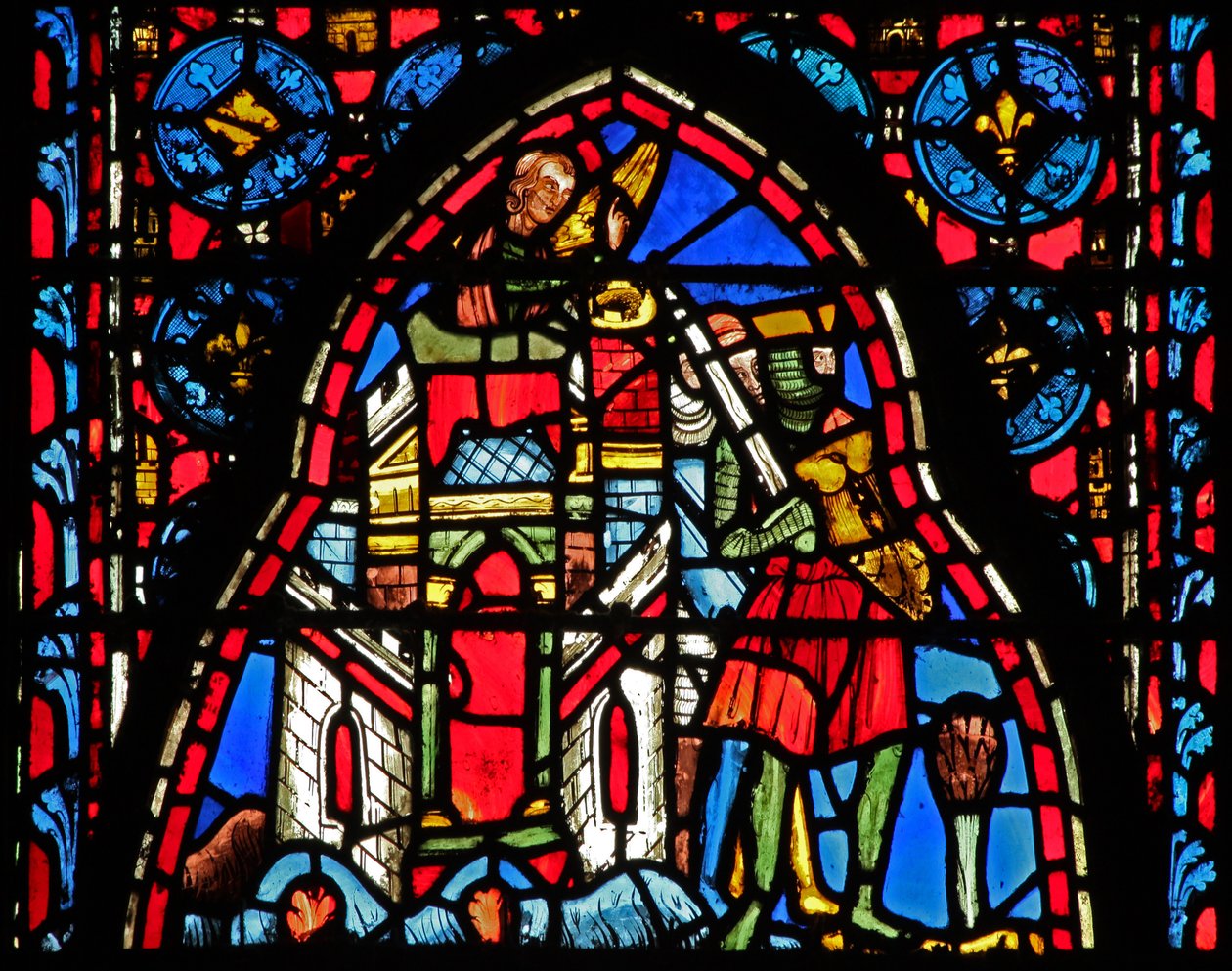 Ventana w15 Reliquias Sagradas: ¿Heraclio ante la puerta milagrosamente sellada en Jerusalén? de French School
