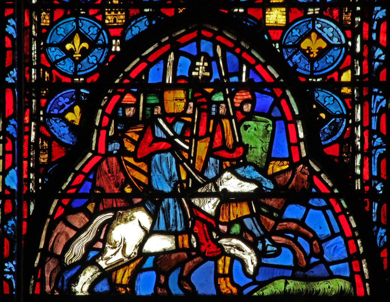 Ventana w15 Reliquias Sagradas: ¿Heraclio regresa a Jerusalén con la Cruz? de French School