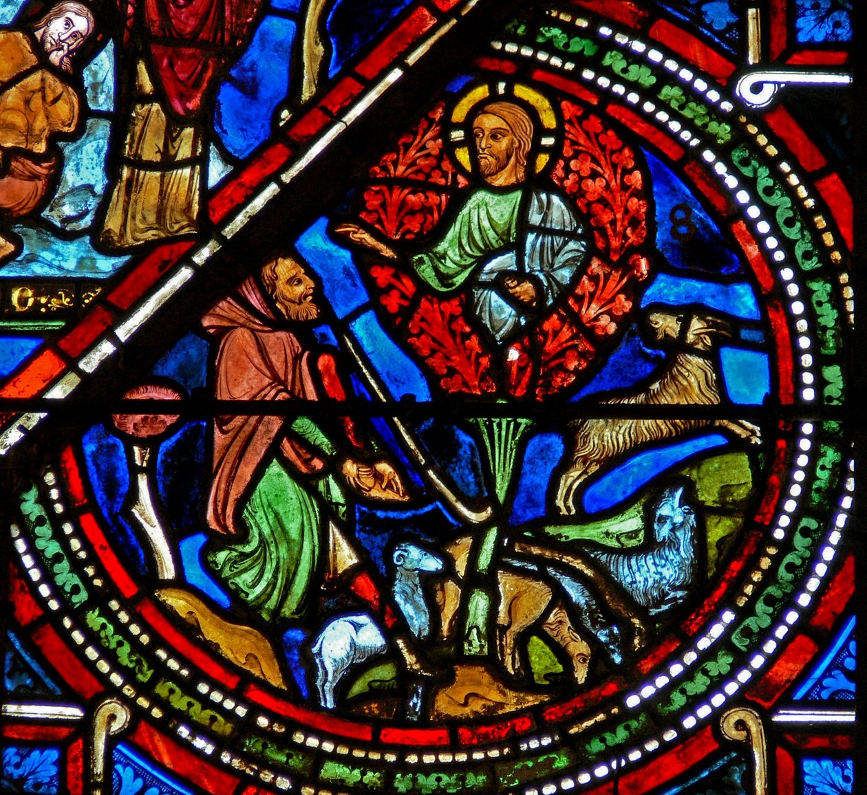 Ventana w15 que representa a Moisés y la Zarza Ardiente de French School