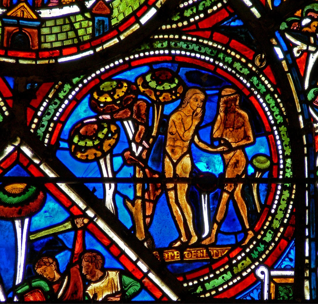 Adán y Eva comen el fruto prohibido de French School