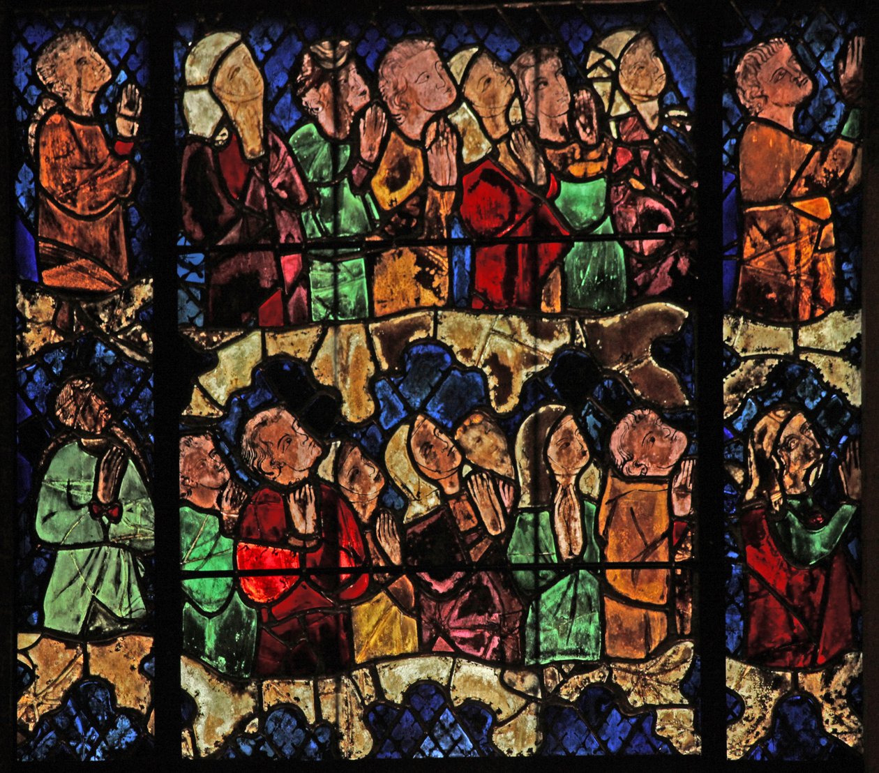 Ventana w16 que representa una escena del Juicio Final: los Elegidos de French School