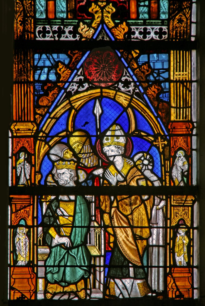 Ventana w19 que representa a Santo Tomás Becket y Enrique II en desacuerdo de French School