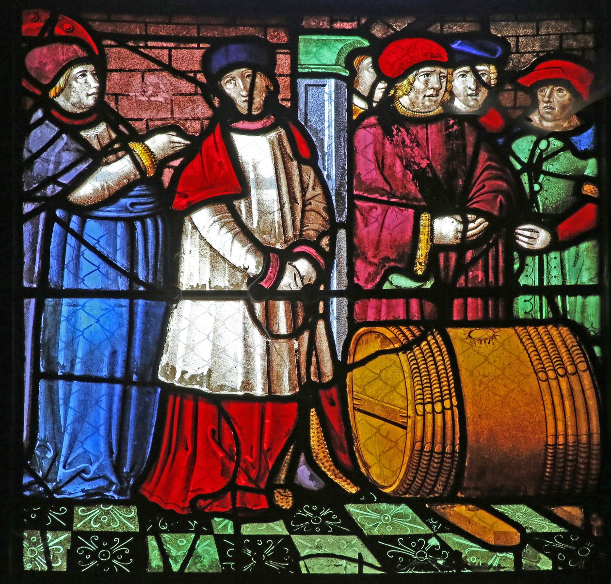 Ventana w19 que representa la Vida de San Remigio. El milagro del vino en Cernay de French School