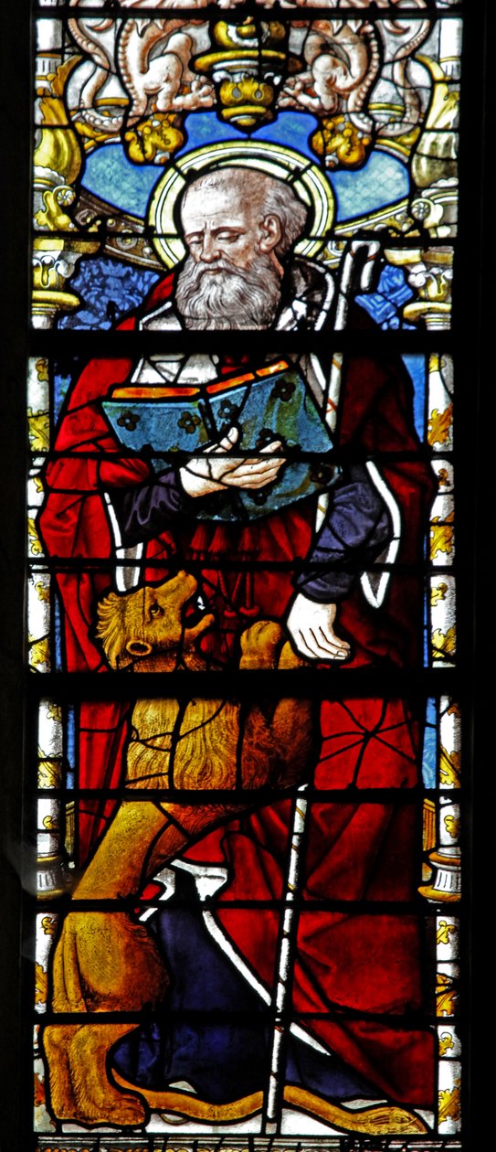 Ventana w1 que representa a San Jerónimo de French School