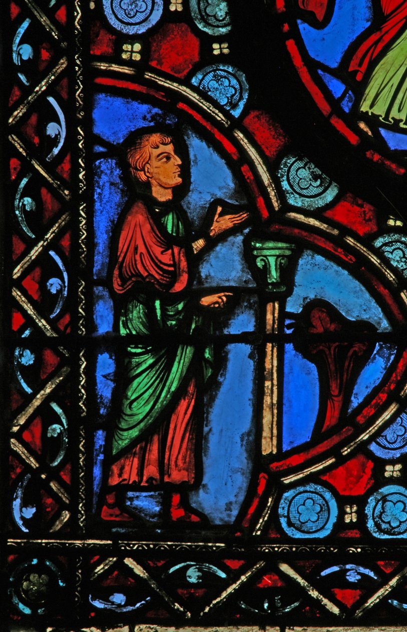 Ventana w1 que representa una escena de la vida de San Martín de French School