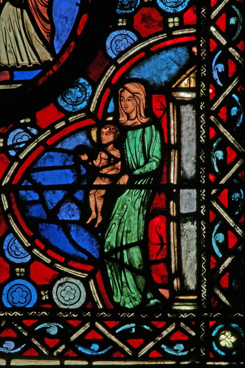 Ventana w1 que representa una escena de la vida de San Martín de French School
