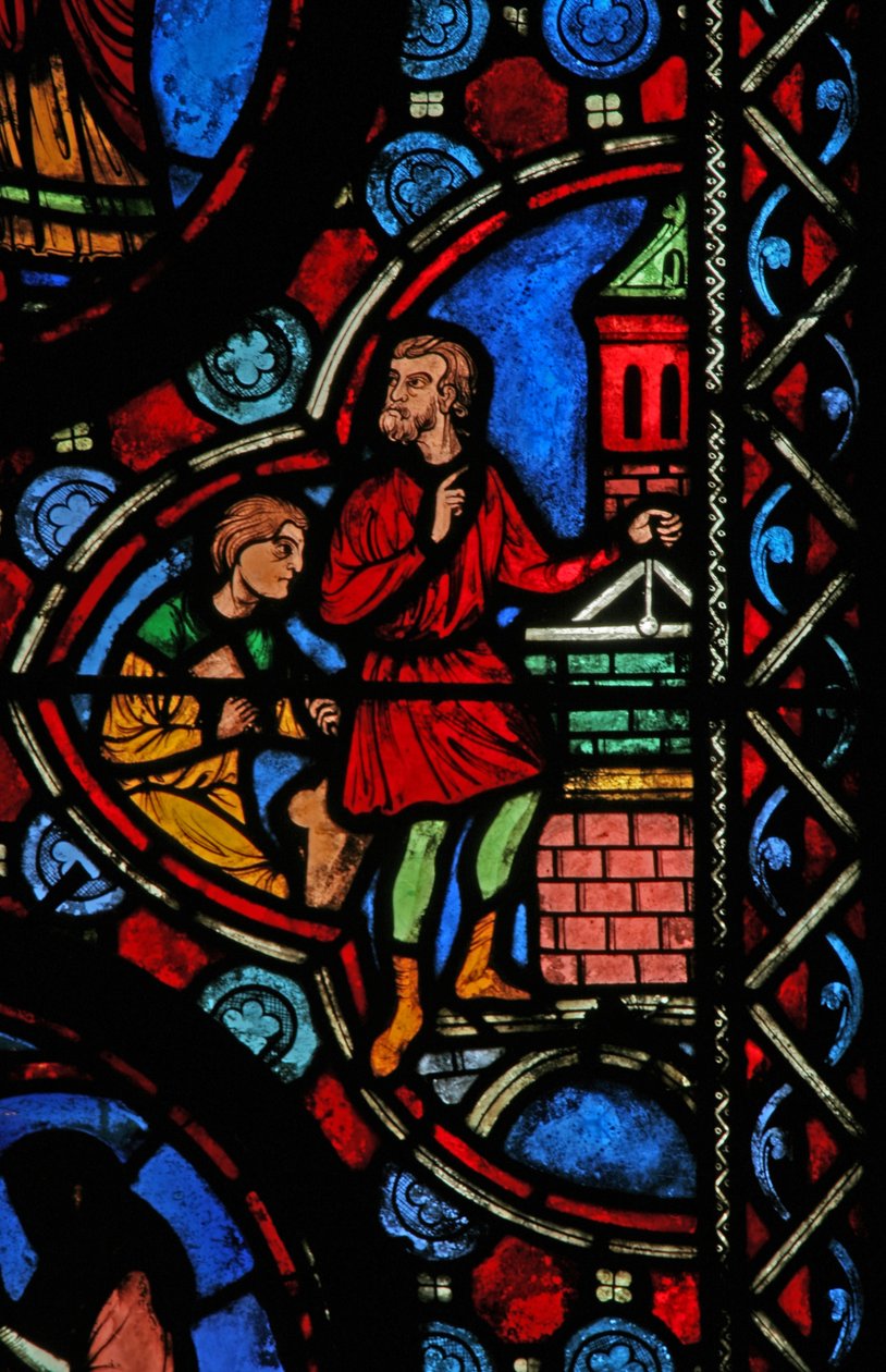 Ventana w1 que representa una escena de la vida de San Martín de French School