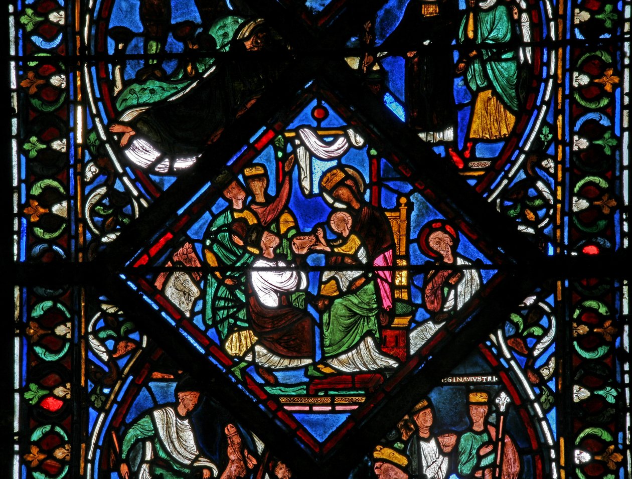 Ventana w1 que representa la Adoración de los Magos de French School