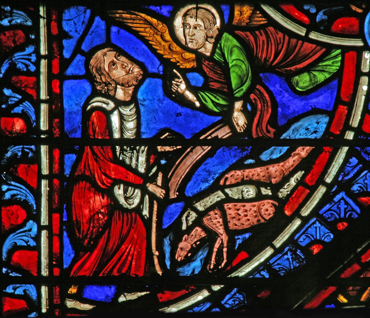 Ventana w1 que representa la Anunciación a Joaquín de French School