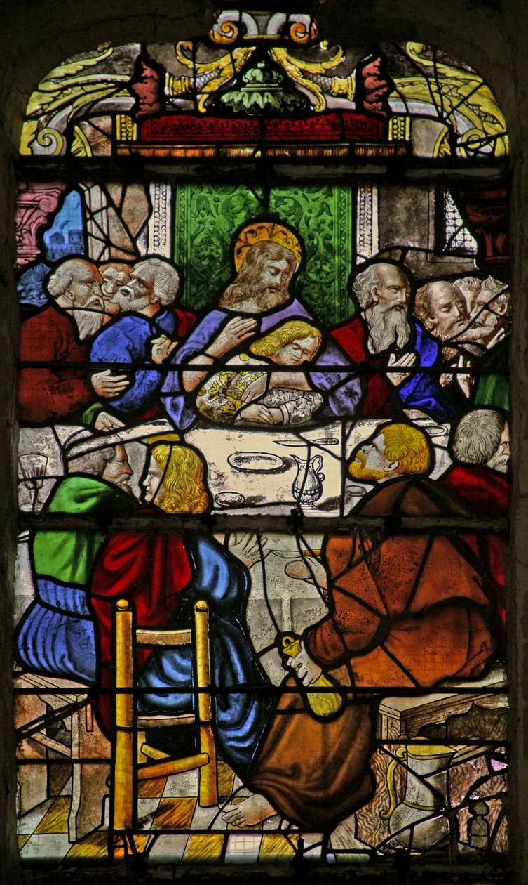 Ventana w1 que representa la Última Cena de French School