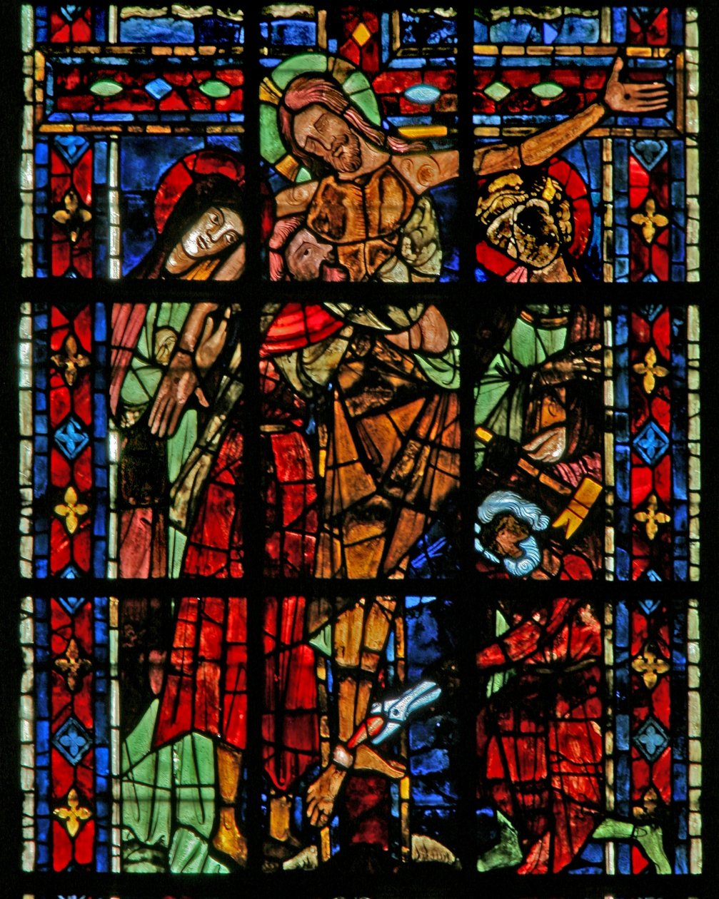 Ventana w200 que representa el Descendimiento de la Cruz de French School