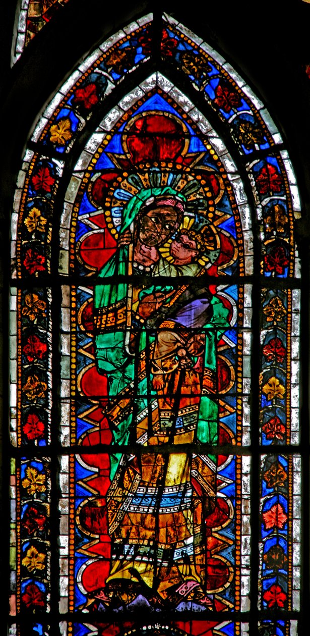 Ventana w202 que representa a la Virgen y el Niño de French School