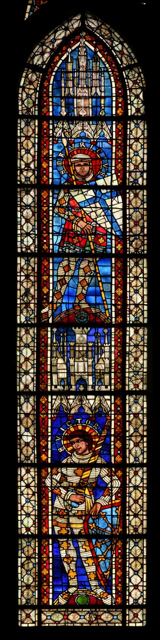 Ventana w203 que representa a San Mauricio y San Víctor de French School