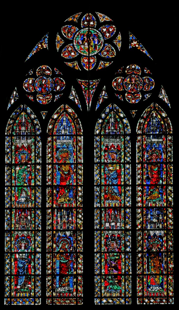 Ventana w204 que representa a santas femeninas de French School