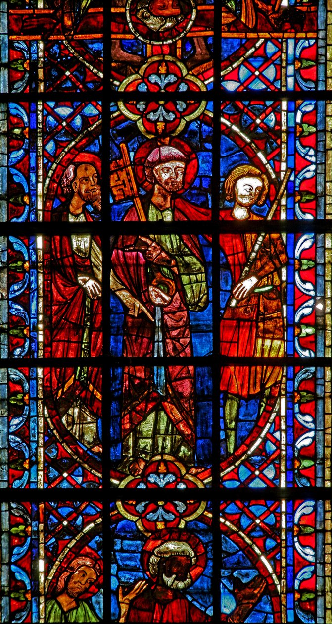 Ventana w204 que representa a San Pedro y San Pablo ante el Emperador Nerón de French School