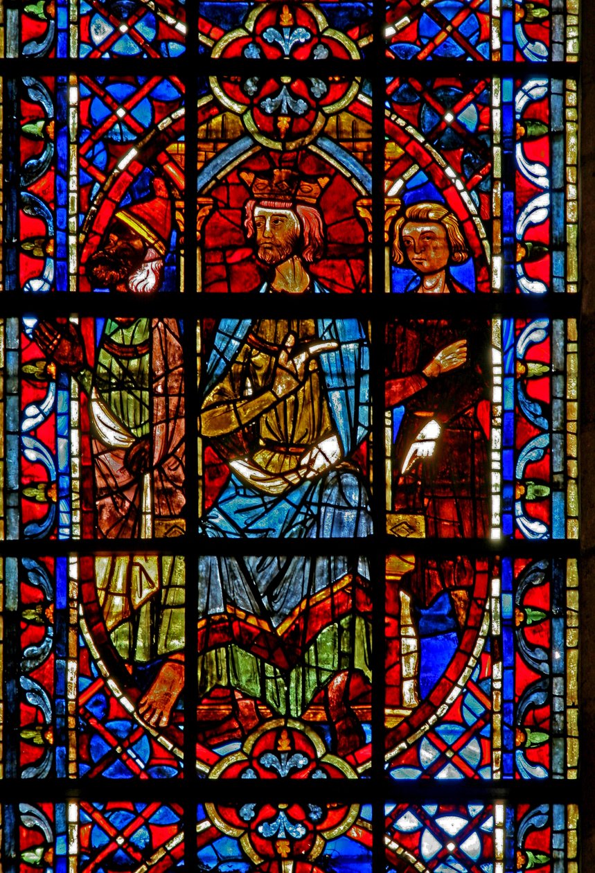 Ventana w204 que representa a San Pedro y San Pablo ante el Emperador Nerón de French School