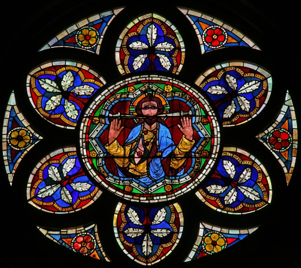 Ventana w205 que representa a Cristo del Juicio Final de French School
