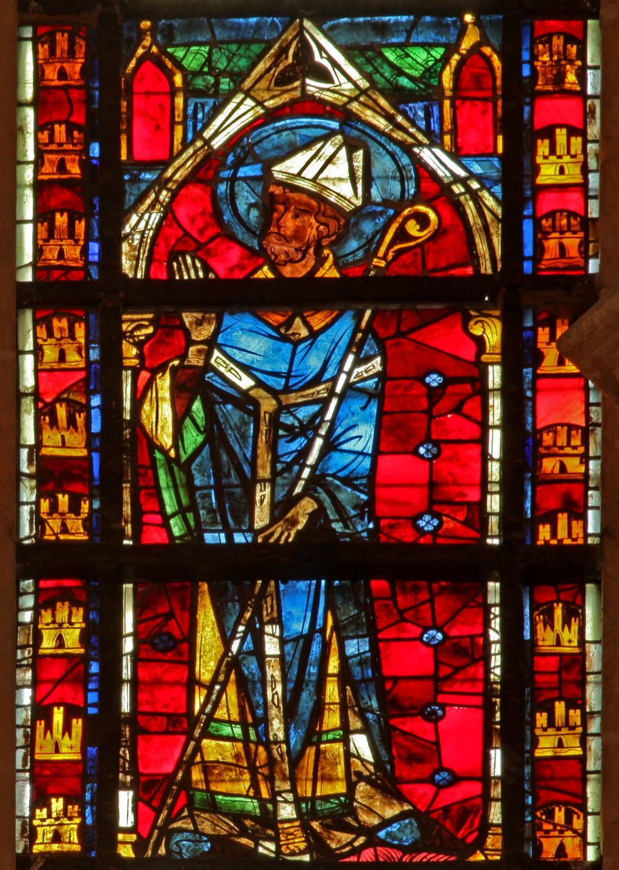 Ventana w205 que representa a un santo obispo de French School