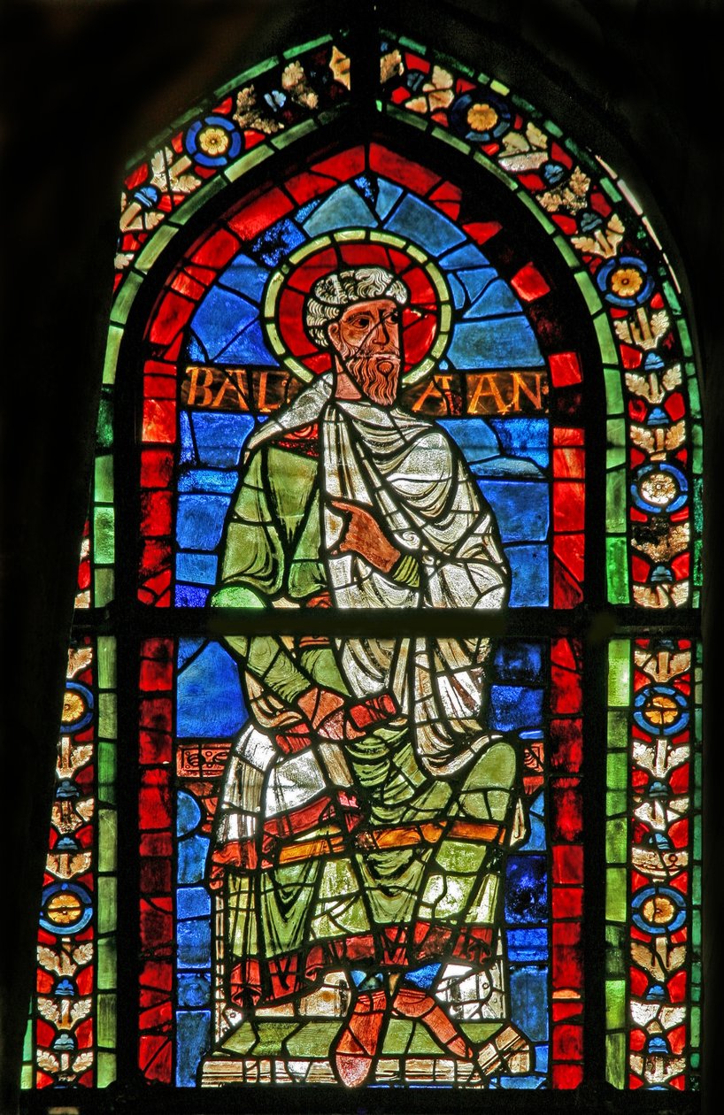 Ventana w209 que representa a Balaam de French School