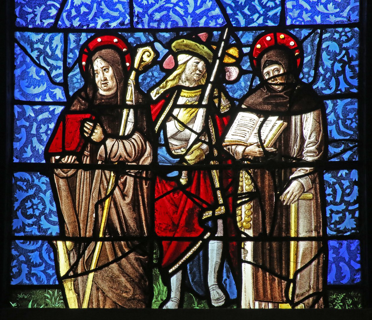 Ventana w20 que representa a San Domingo y San Francisco con un caballero sosteniendo una espada de French School