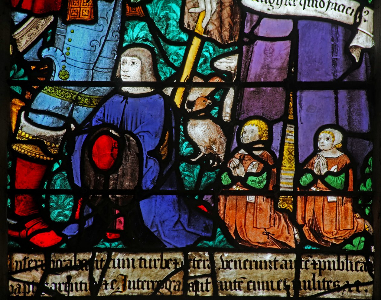 Ventana que representa a un donante y niños de French School