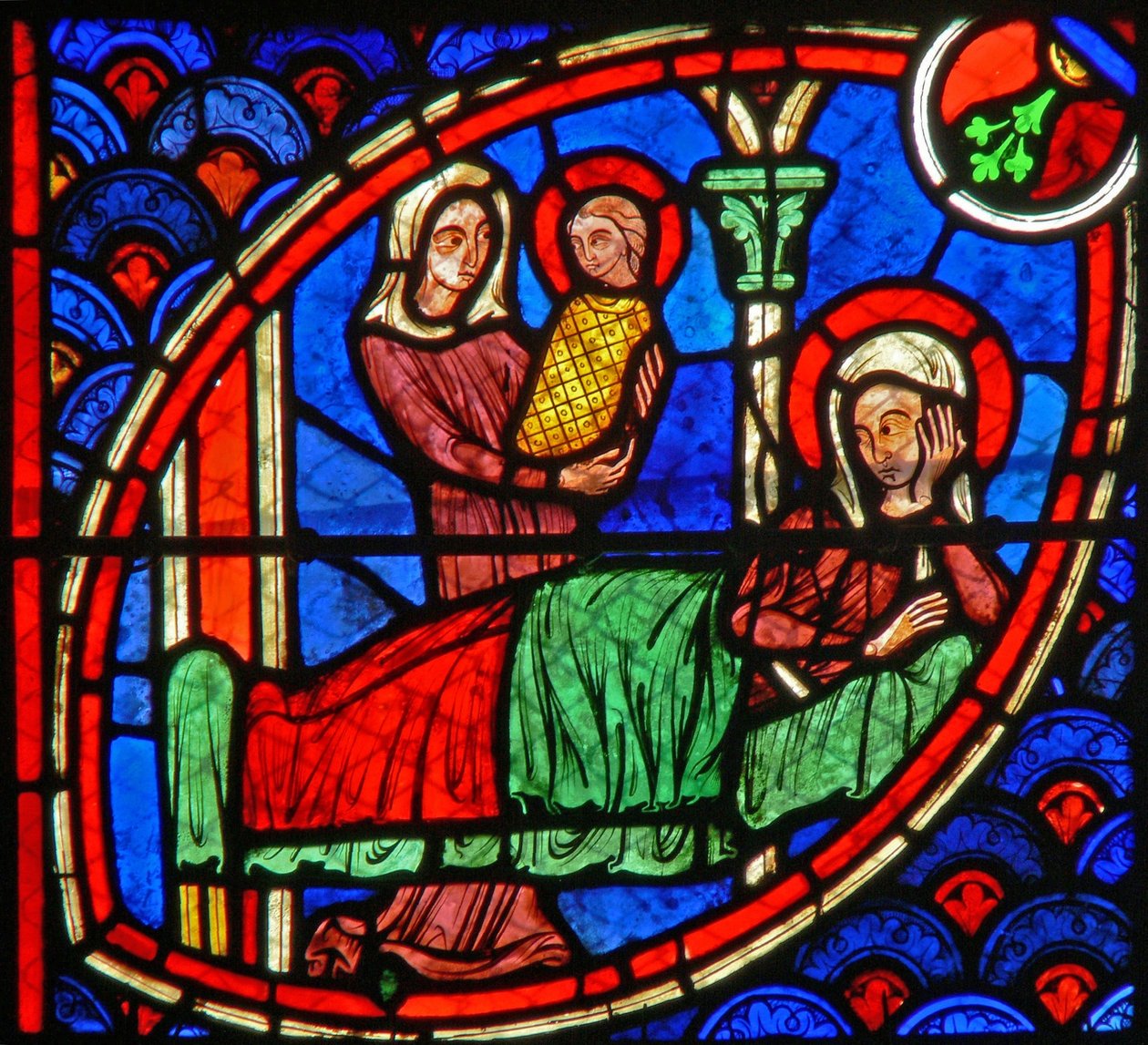 Ventana w20 que representa el nacimiento de San Juan Bautista de French School