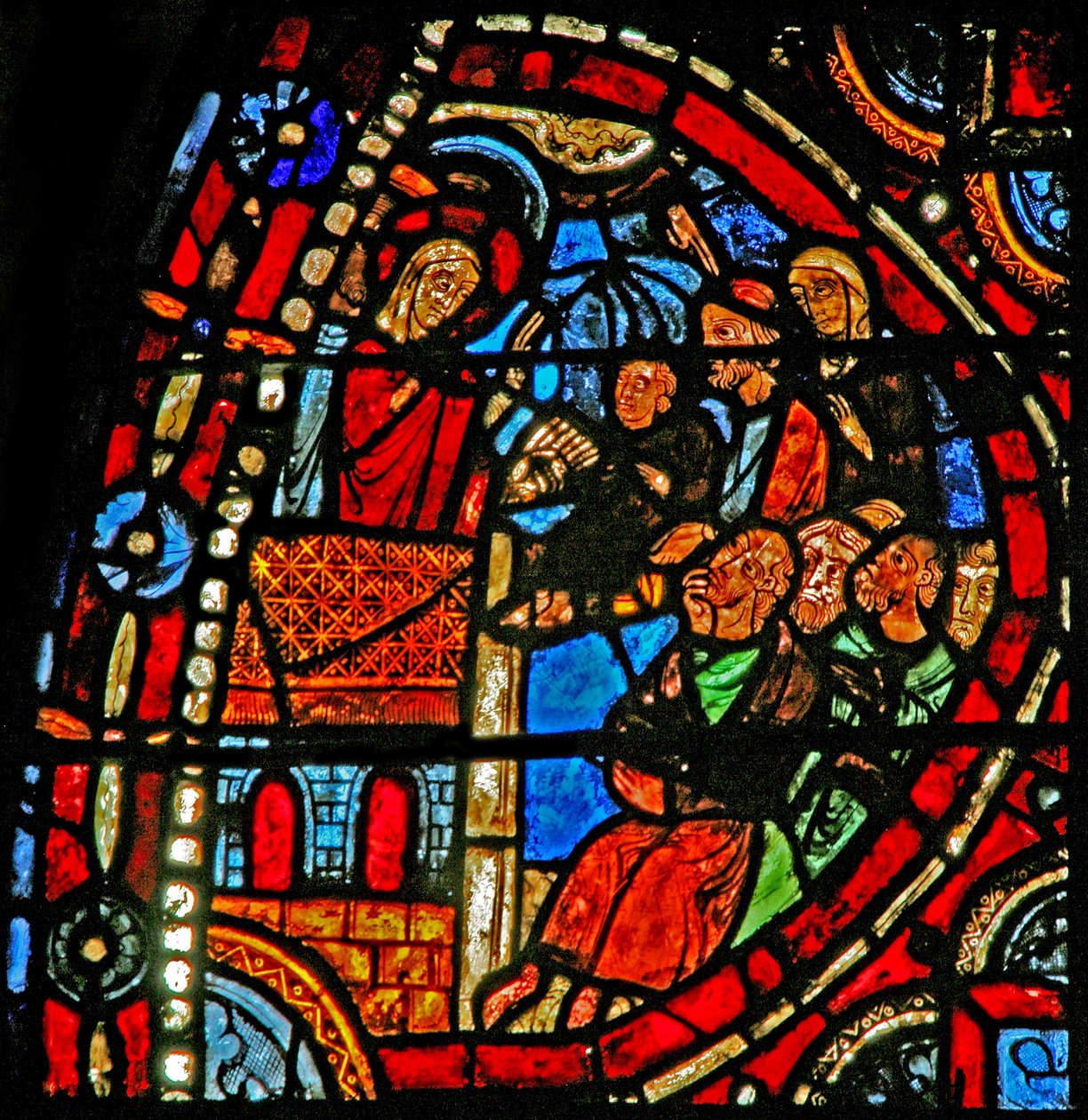 Ventana w22 que representa una escena de la vida de Santa María Magdalena - la santa predicando en Marsella de French School