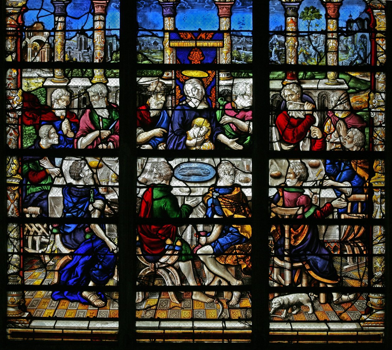 Ventana que representa la Última Cena de French School