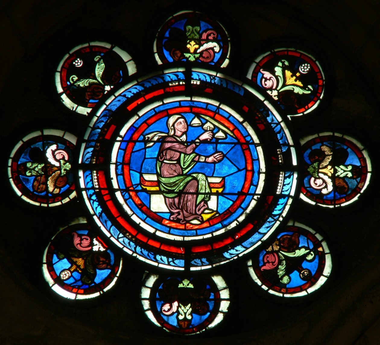 Ventana que representa las Artes Liberales: Música (principalmente moderna) de French School