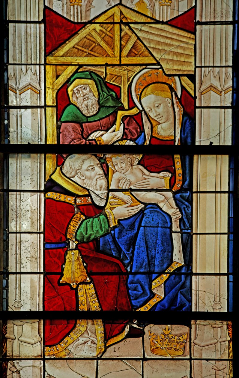 Ventana w29 que representa la Adoración de un mago de French School