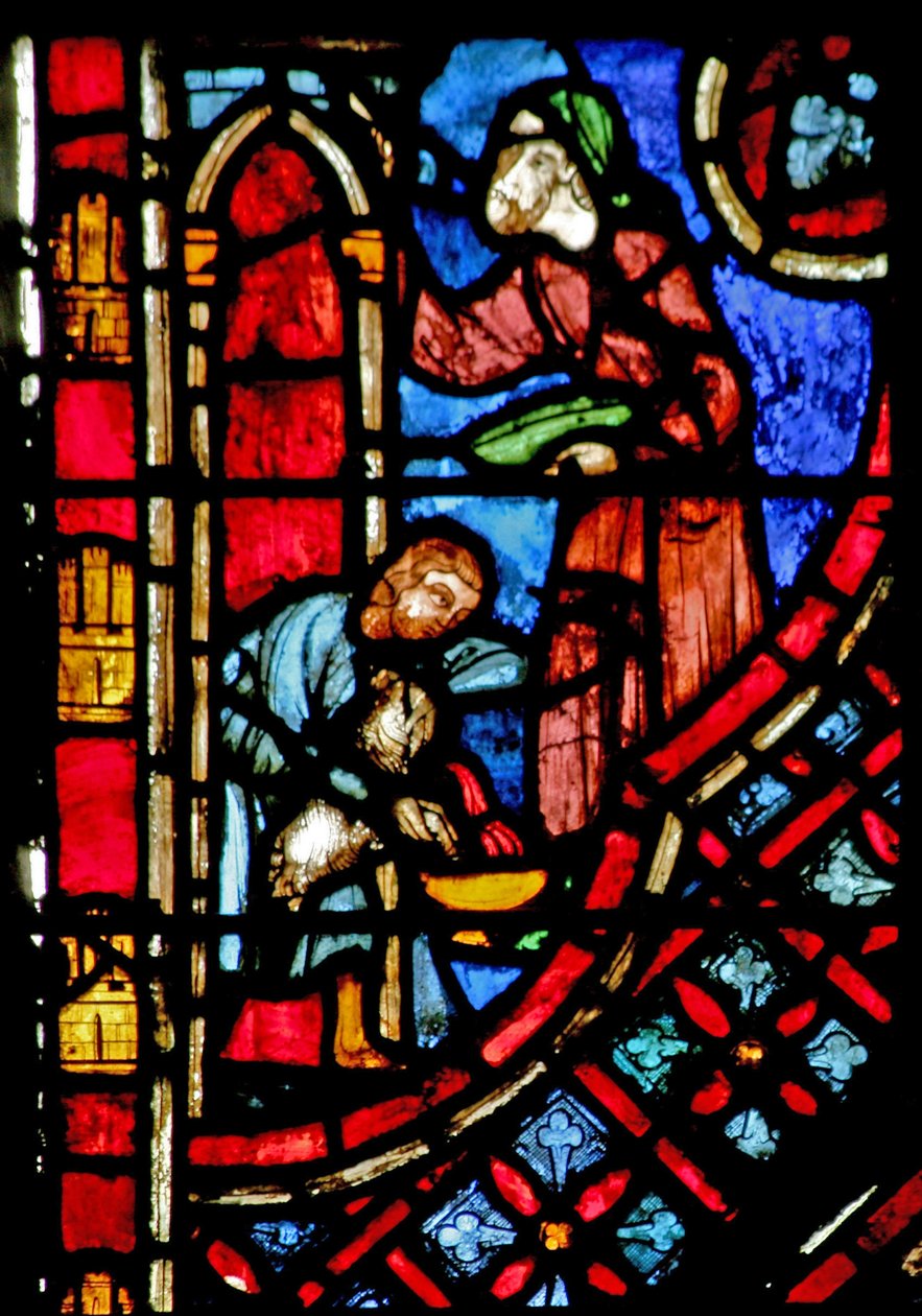 Ventana w2 Puertas marcadas con la sangre del cordero Éxodo XII 22 de French School