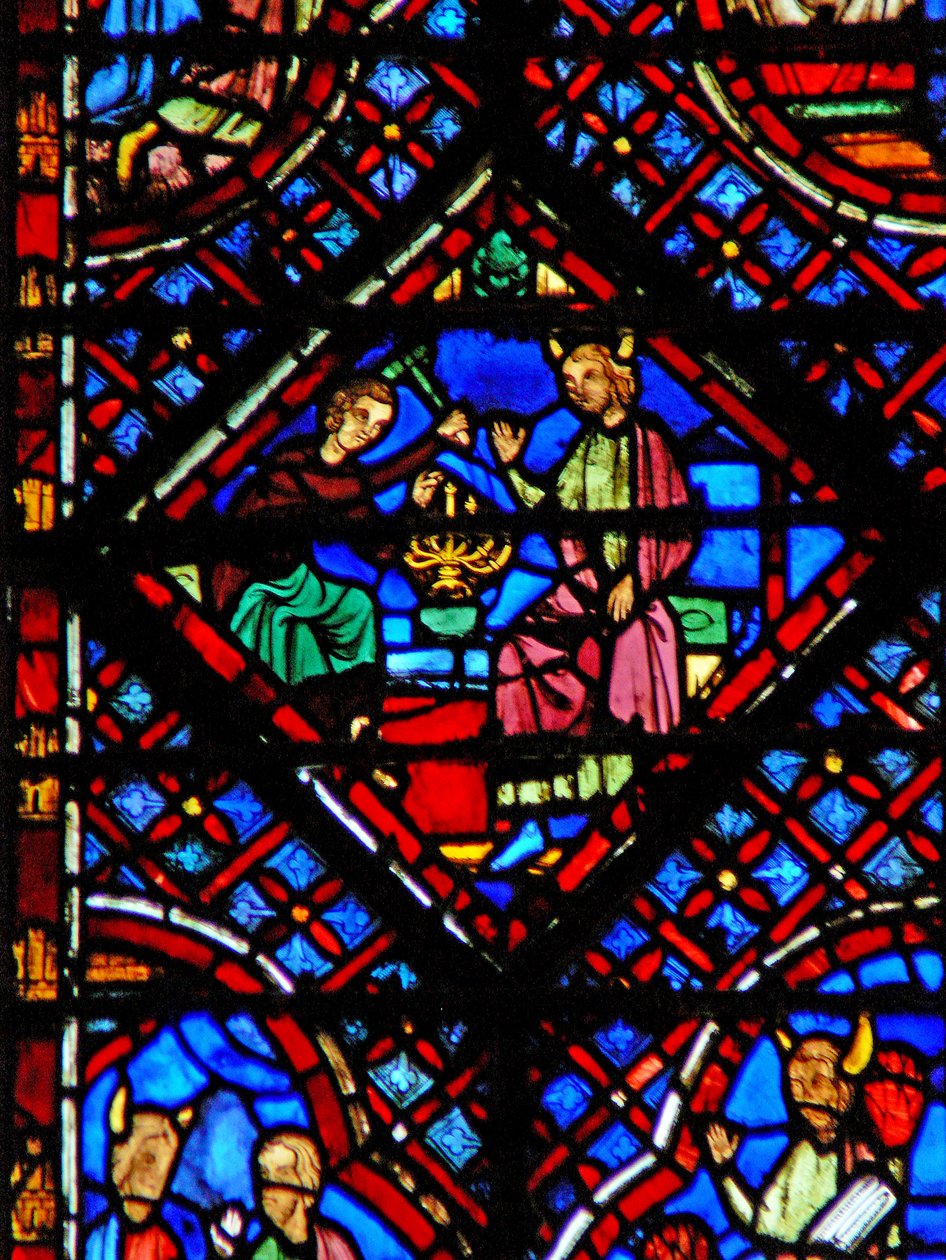 Ventana w2 Moisés observa a Bezalel haciendo la Menorá Éxodo XXXVII 17-24 de French School