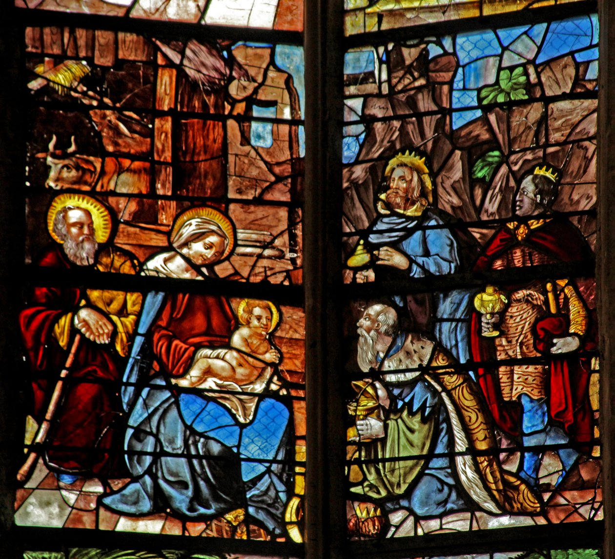 Ventana w2 que representa la Adoración de los Magos de French School