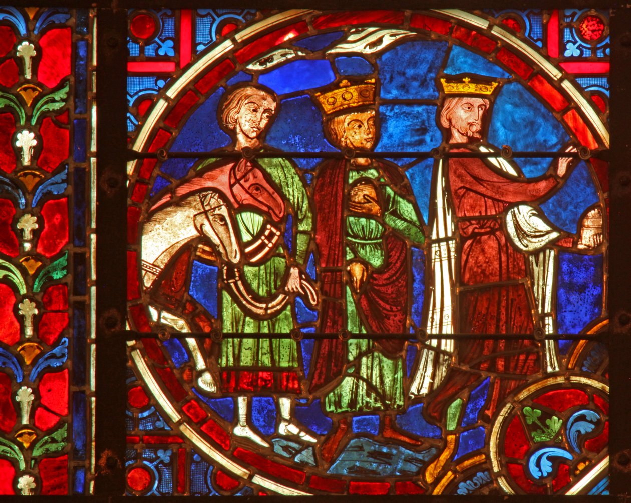 Ventana que representa la Adoración de los Magos de French School