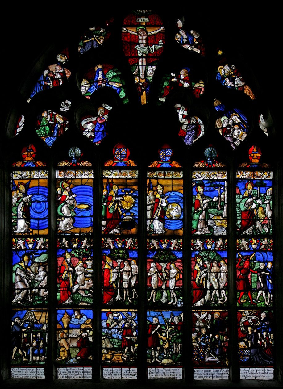 Ventana w2 que representa la Creación y el Génesis de French School