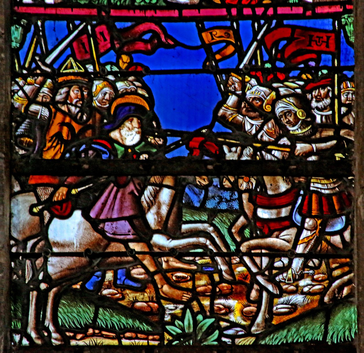 Ventana w3 que representa a Santiago en la Batalla de Clavijo de French School