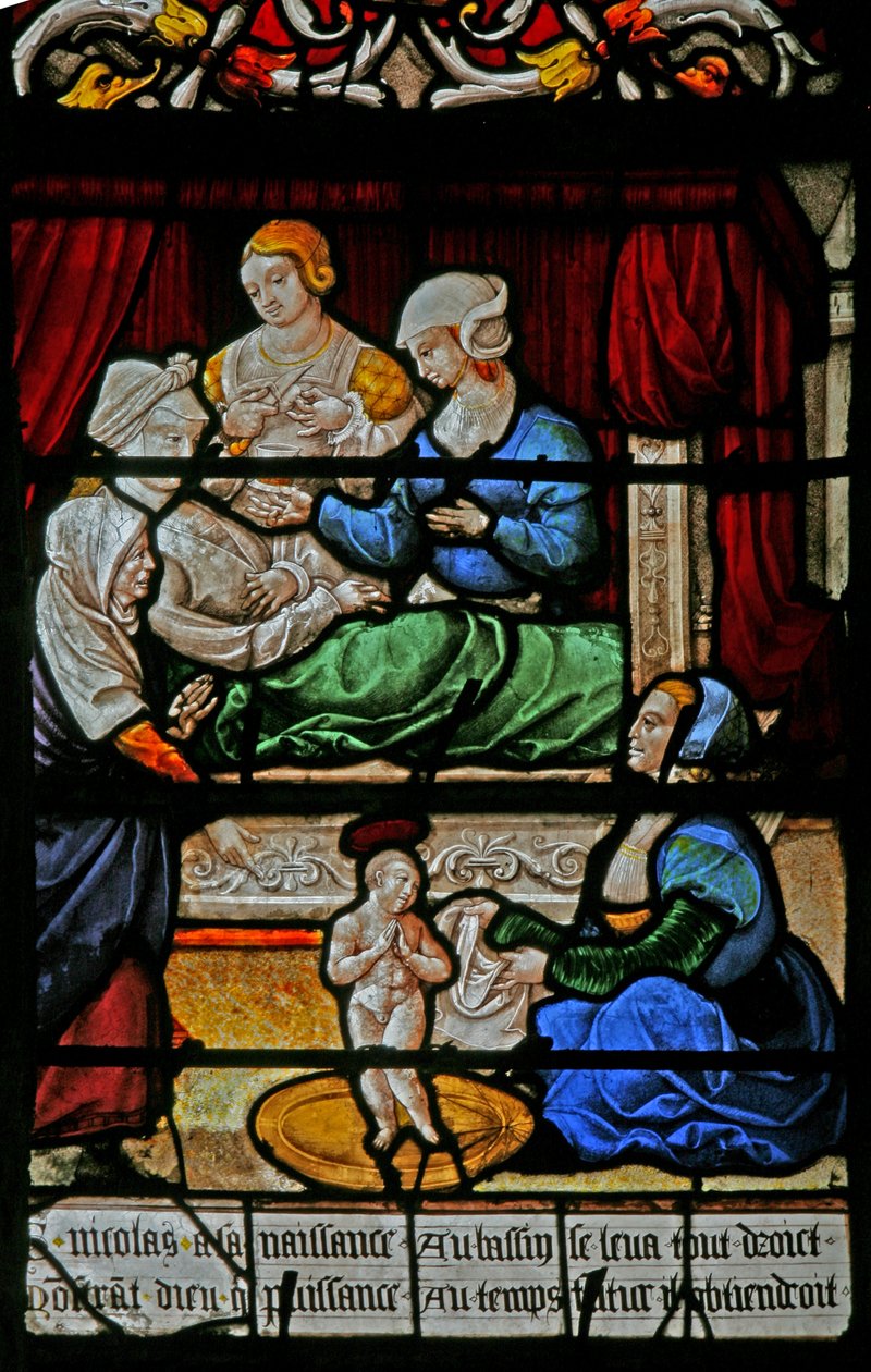 Ventana w3 que representa el nacimiento de San Nicolás de French School