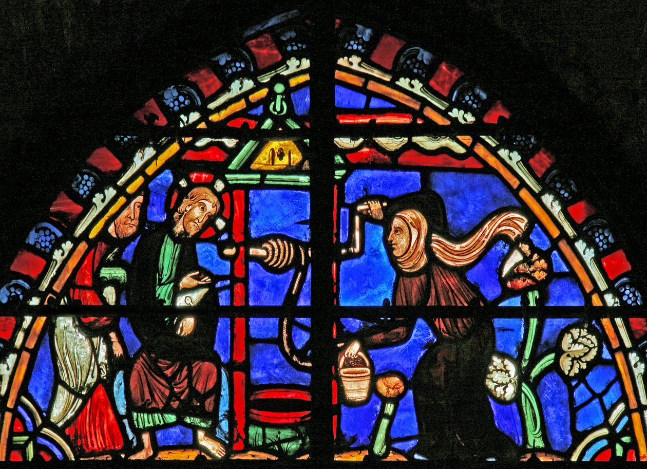 Ventana w4 que representa a Cristo y la Mujer Samaritana de French School