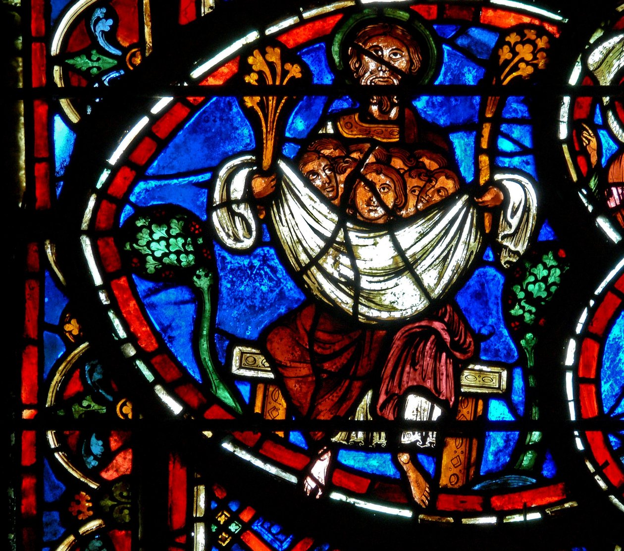 Ventana w4 que representa el Seno de Abraham de French School