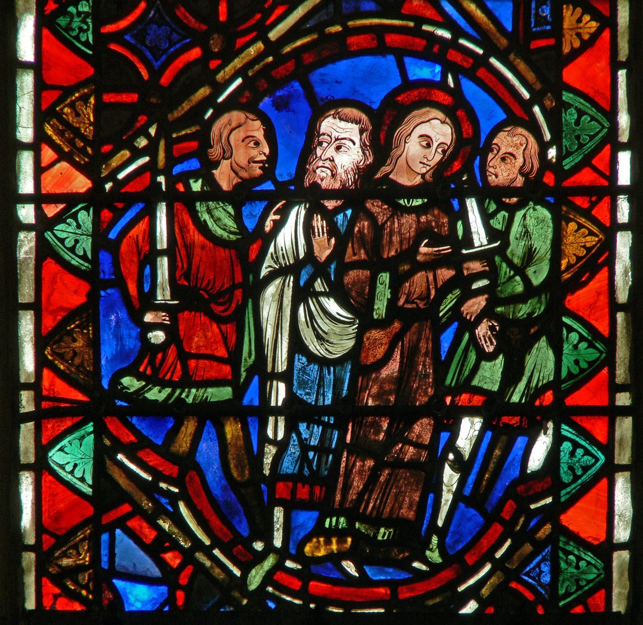 Ventana w51 que representa una escena de la vida de Santa Catalina: es llevada a su martirio de French School